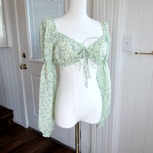 H&M Divided Womens Crop Top Bralette Size S Floral Cottagecore Milkmaid Festival